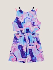 Monsoon Blue Marble Print Cut-Out Playsuit - Image 1 of 3