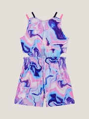 Monsoon Blue Marble Print Cut-Out Playsuit - Image 2 of 3