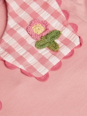 Monsoon Pink Floral Gingham Collar Sweatshirt - Image 3 of 3