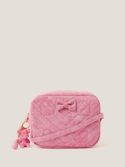 Monsoon Pink Heart Quilted Denim Cross-Body Bag - Image 1 of 4