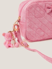 Monsoon Pink Heart Quilted Denim Cross-Body Bag - Image 4 of 4