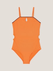 Monsoon Orange Textured Cut-Out Swimsuit - Image 1 of 3