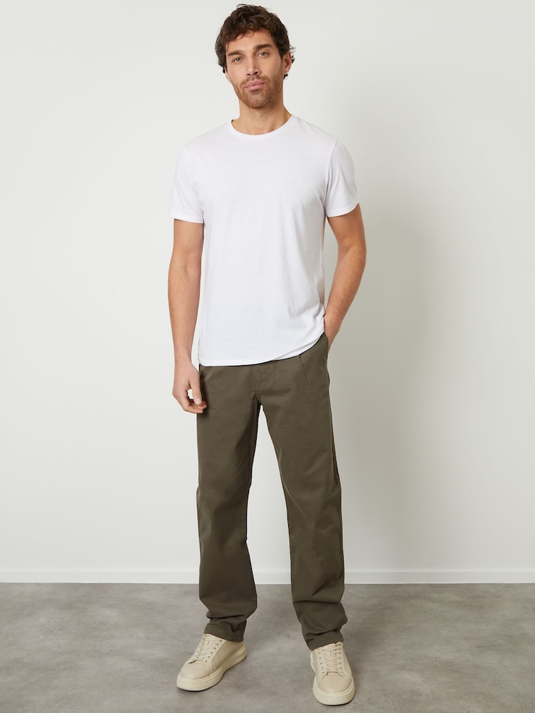 Threadbare Green Straight Leg Pleated Chinos Trousers - Image 3 of 5