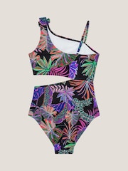 Monsoon Black Tropical Print Asymmetrical Cut-Out Swimsuit - Image 2 of 3