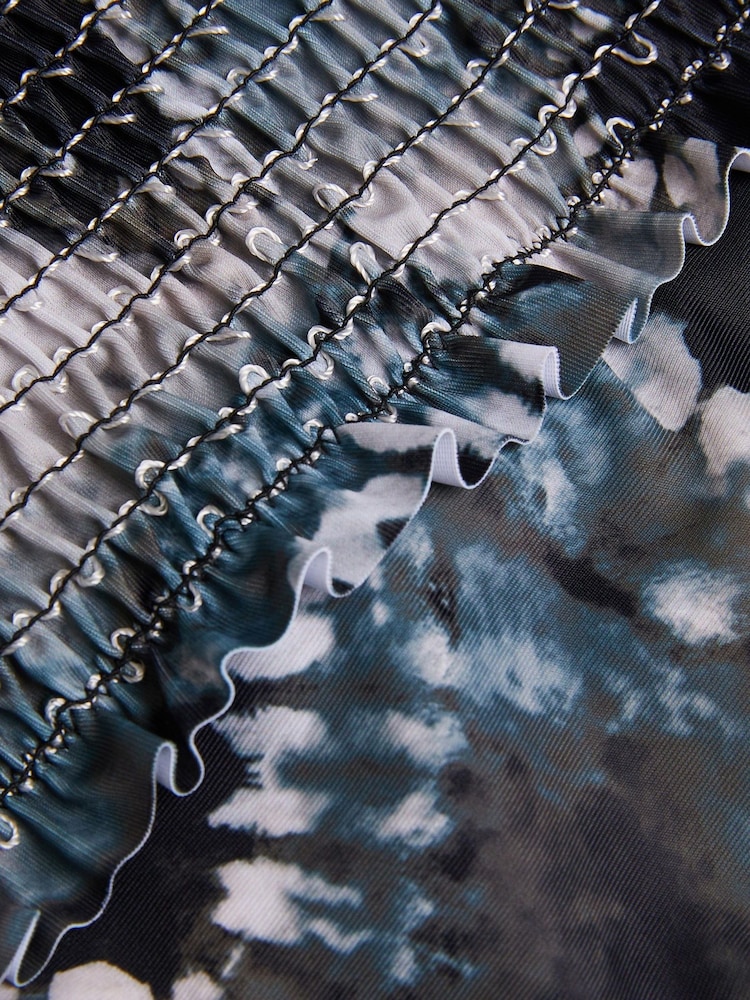 Monsoon Black Tie-Dye Heart Smocked Swimsuit - Image 3 of 3