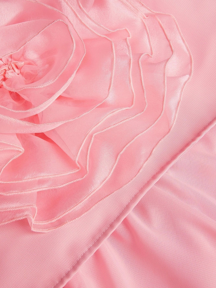 Monsoon Pink 3D Flower Crop Top and Skirt Prom Set - Image 3 of 3