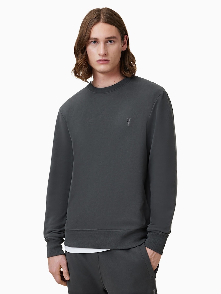 AllSaints Carter Grey Raven 100% Organic Cotton Crew Sweater - Image 1 of 7