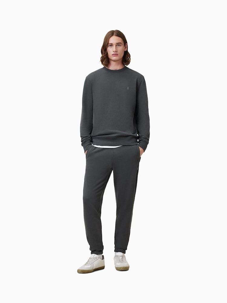 AllSaints Carter Grey Slim Fit Raven Sweatshirt - Image 2 of 8 AllSaints Carter Grey Slim Fit Raven Sweatshirt - Image 2 of 8