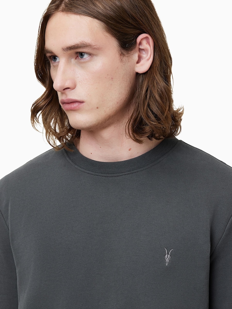AllSaints Carter Grey Raven 100% Organic Cotton Crew Sweater - Image 5 of 7