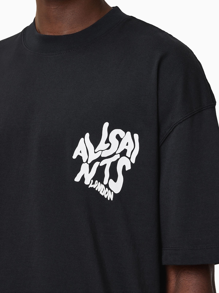 Negru crom - All Saints Orlando Oversized Short Sleeve Crew Neck T-Shirt - Image 4 of 6