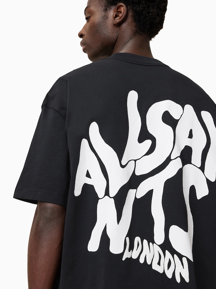 Negru crom - All Saints Orlando Oversized Short Sleeve Crew Neck T-Shirt - Image 5 of 6