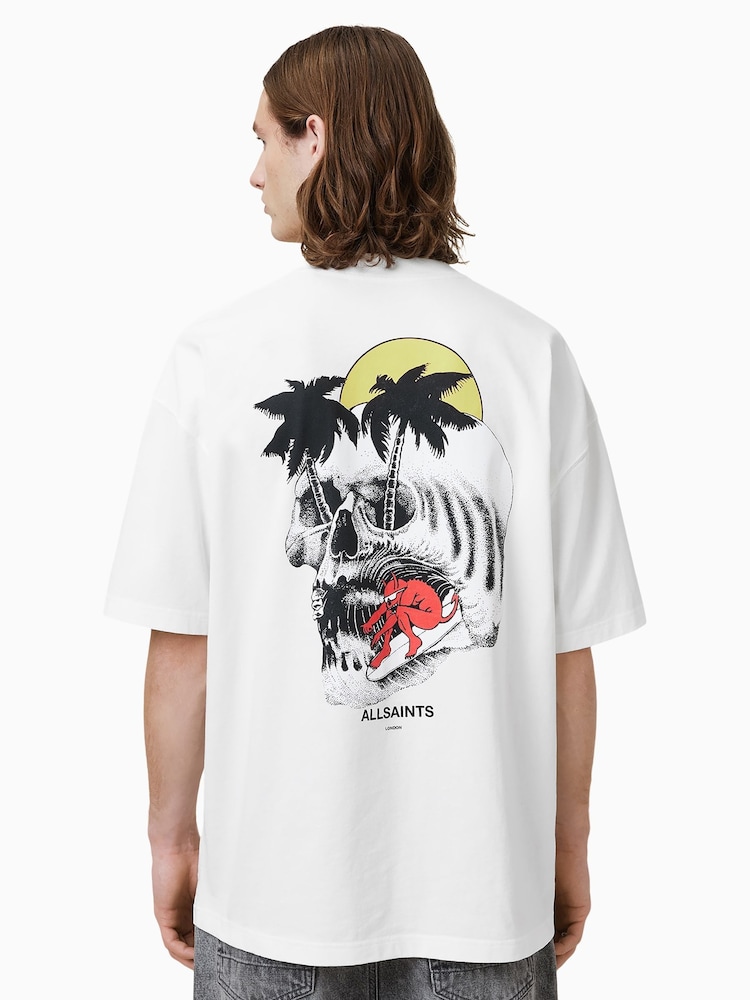 AllSaints White Breaker Crew 100% Organic Cotton T-Shirt - Image 2 of 8