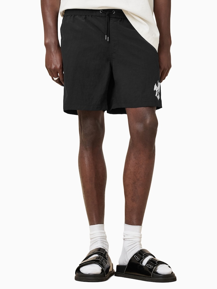 AllSaints Black Orlando Swim Shorts - Image 2 of 9 AllSaints Black Orlando Swim Shorts - Image 2 of 9