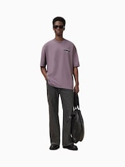 AllSaints Purple 100% Organic Cotton Redact Crew T-Shirt - Image 1 of 9