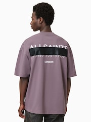 AllSaints Purple 100% Organic Cotton Redact Crew T-Shirt - Image 2 of 9