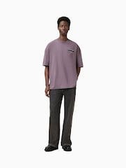 AllSaints Purple 100% Organic Cotton Redact Crew T-Shirt - Image 3 of 9