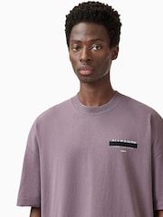 AllSaints Purple 100% Organic Cotton Redact Crew T-Shirt - Image 6 of 9