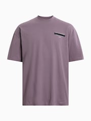 AllSaints Purple 100% Organic Cotton Redact Crew T-Shirt - Image 8 of 9