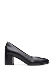 Clarks Black Leather Freva55 Court Shoes - Image 1 of 7