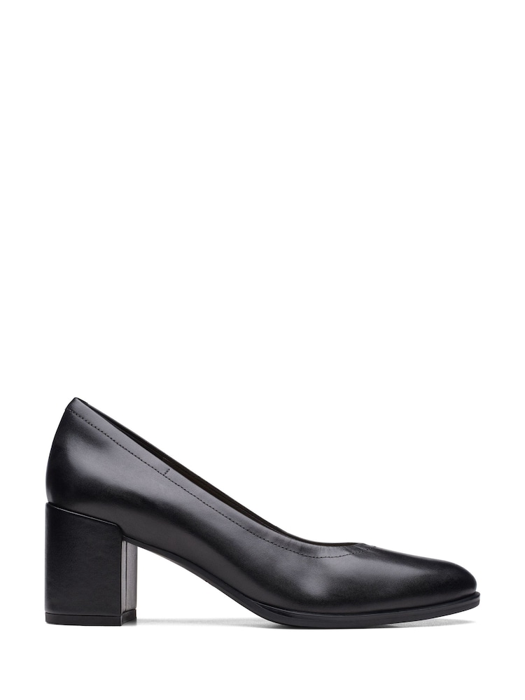 Clarks Black Leather Freva55 Court Shoes - Image 1 of 7