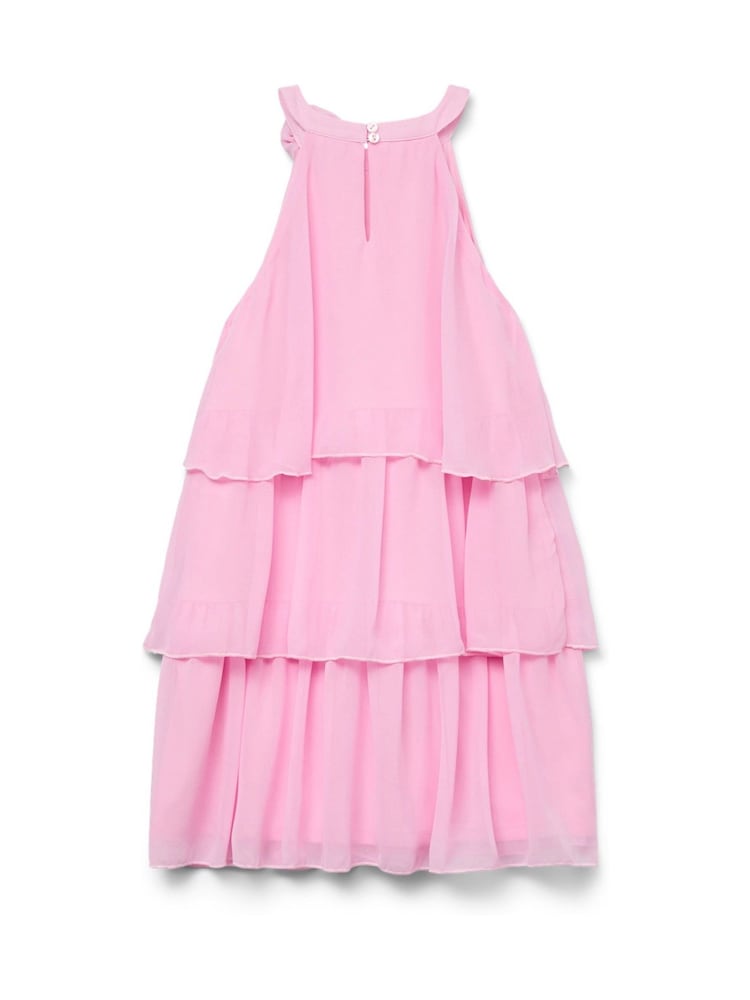 VERO MODA Pink Girls Tiered Ruffle Dress With Rose Corsage Detail - Image 5 of 5