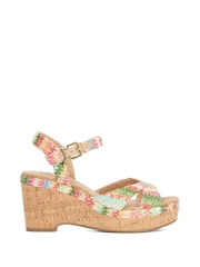 Dune London Natural Standard Fit Kelulu Cork Cross Wrap Wedge Sandals - Image 2 of 6
