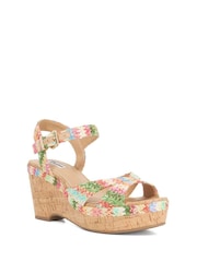 Dune London Natural Standard Fit Kelulu Cork Cross Wrap Wedge Sandals - Image 3 of 6