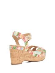 Dune London Natural Standard Fit Kelulu Cork Cross Wrap Wedge Sandals - Image 4 of 6
