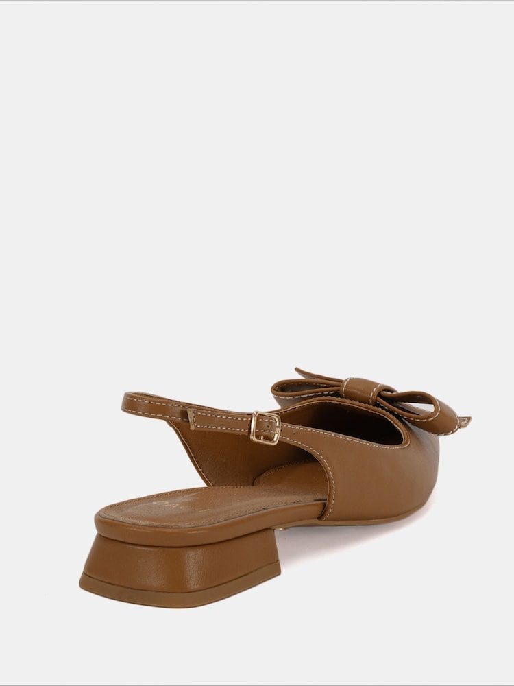 Castanho - Novo Carlina Bow Detail Point Toe Loe Heel Slingback Shoes - Imagem 6 de 6