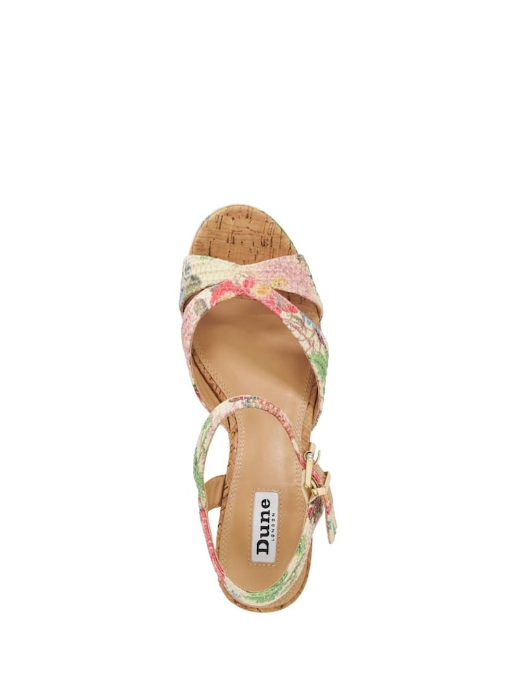 Dune London Multi Standard Fit Kelulu Cork Cross Wrap Wedge Sandals - Image 5 of 6