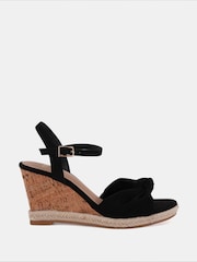 Novo Black Bloom Knot Cork Wedge Sandals - Image 3 of 7