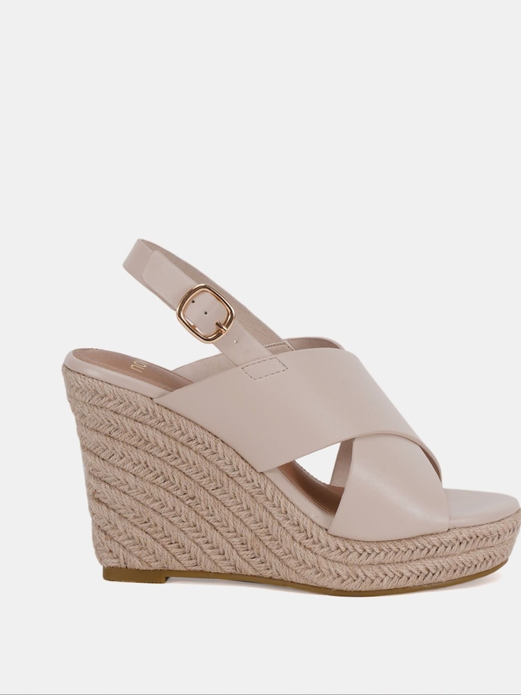 Novo Cream Wide Fit Blossom Espadrille Cross Front Wedge Sandals - Image 2 of 6