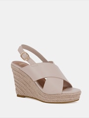Novo Cream Wide Fit Blossom Espadrille Cross Front Wedge Sandals - Image 3 of 6