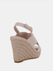 Novo Cream Wide Fit Blossom Espadrille Cross Front Wedge Sandals - Image 4 of 6
