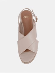 Novo Cream Wide Fit Blossom Espadrille Cross Front Wedge Sandals - Image 5 of 6