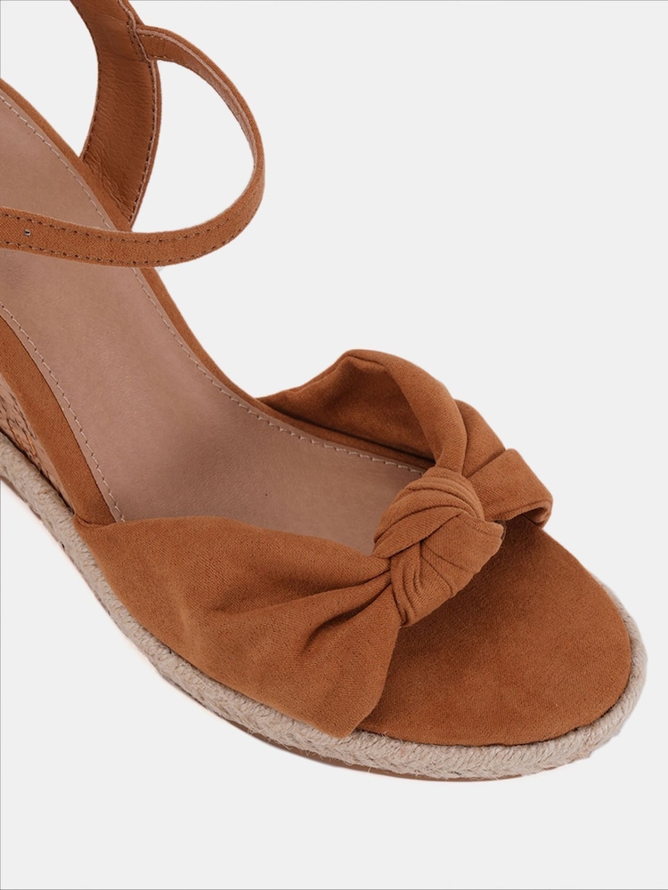 Novo Brown Bloom Knot Cork Wedge Sandals - Image 6 of 6