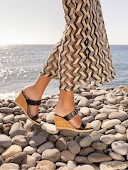 Novo Black Birch Buckle Mule Wedge Sandals - Image 1 of 6