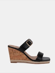 Novo Black Birch Buckle Mule Wedge Sandals - Image 2 of 6