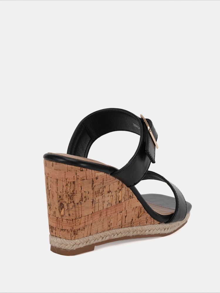 Novo Black Birch Buckle Mule Wedge Sandals - Image 4 of 6