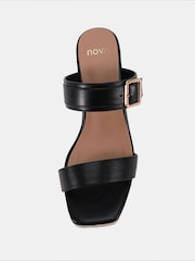 Novo Black Birch Buckle Mule Wedge Sandals - Image 5 of 6