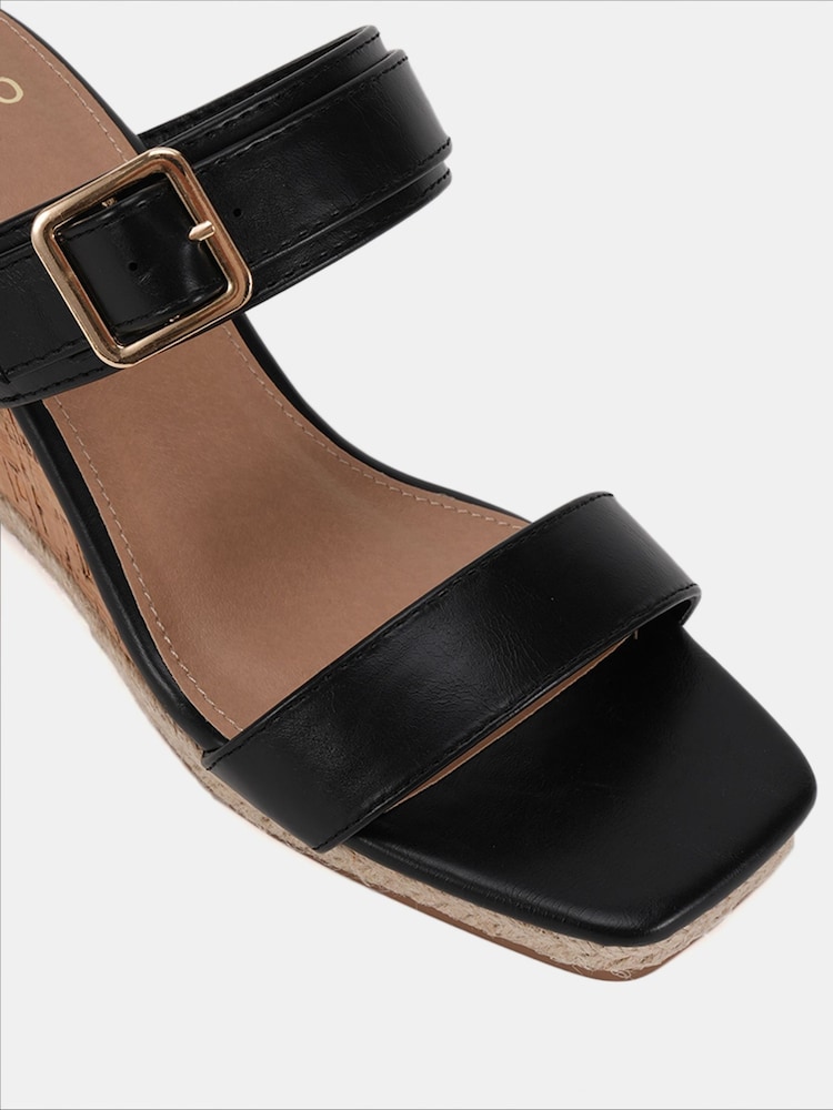 Novo Black Birch Buckle Mule Wedge Sandals - Image 6 of 6