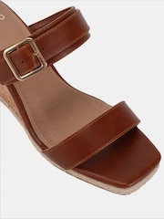 Novo Brown Wide Fit Birch Buckle Mule Wedge Sandals - Image 6 of 6