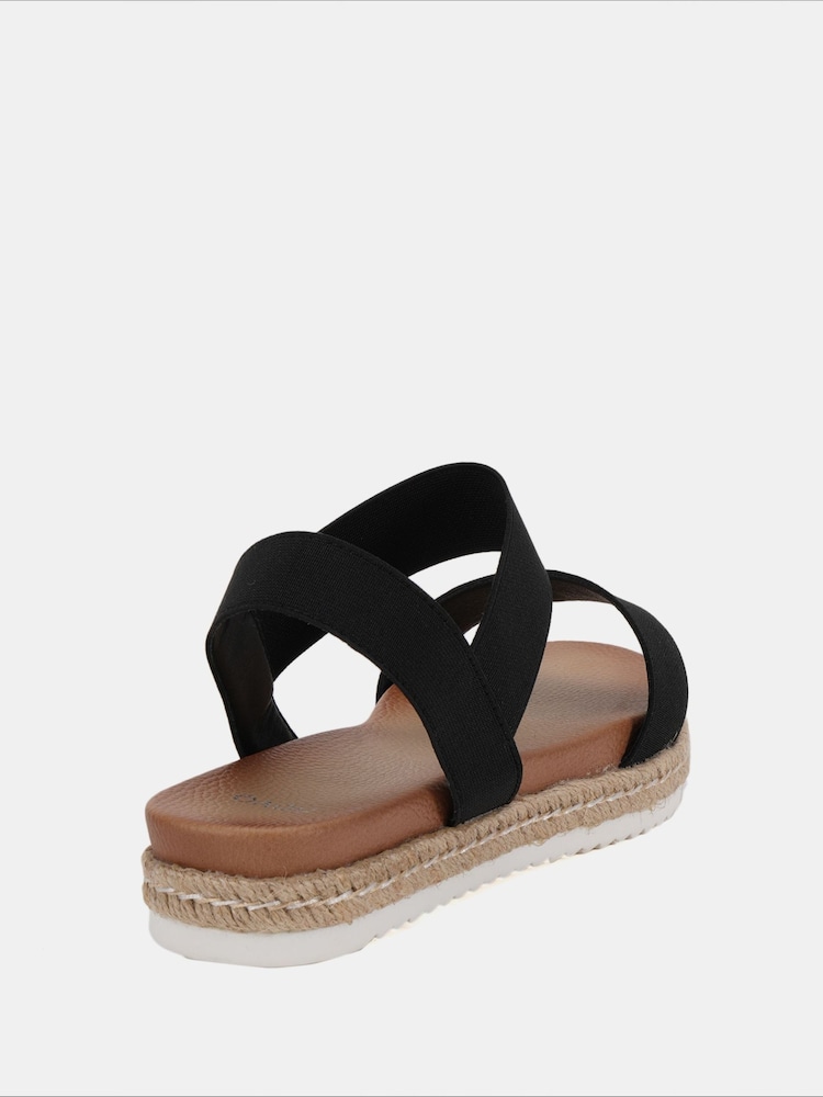 Novo Black Wide Fit Bologna Stretch Espadrille Sandals - Image 4 of 6