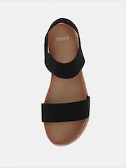 أسود - Novo Wide Fit Bologna Stretch Espadrille Sandals - صورة 5 من 6