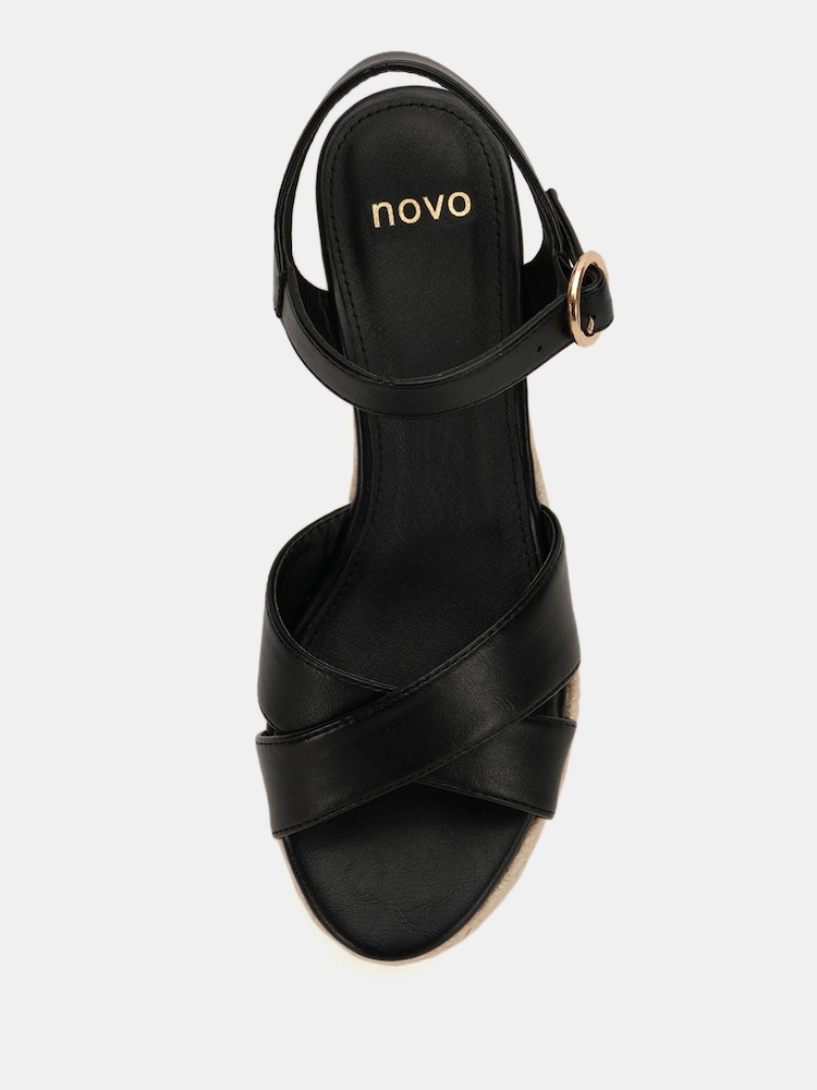 Novo Black Bowen Mid Espadrille Wedge Sandals - Image 5 of 6