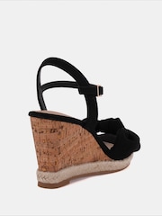 Novo Black Wide Fit Bloom Knot Cork Wedge Sandals - Image 5 of 7