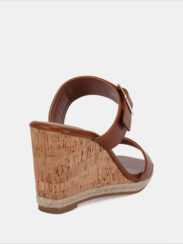Novo Brown Birch Buckle Mule Wedge Sandals - Image 4 of 6