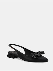 Novo Black Carlina Bow Detail Point Toe Loe Heel Slingback Shoes - Image 3 of 6