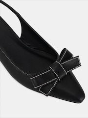 Novo Black Carlina Bow Detail Point Toe Loe Heel Slingback Shoes - Image 4 of 6