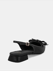 Novo Black Carlina Bow Detail Point Toe Loe Heel Slingback Shoes - Image 6 of 6